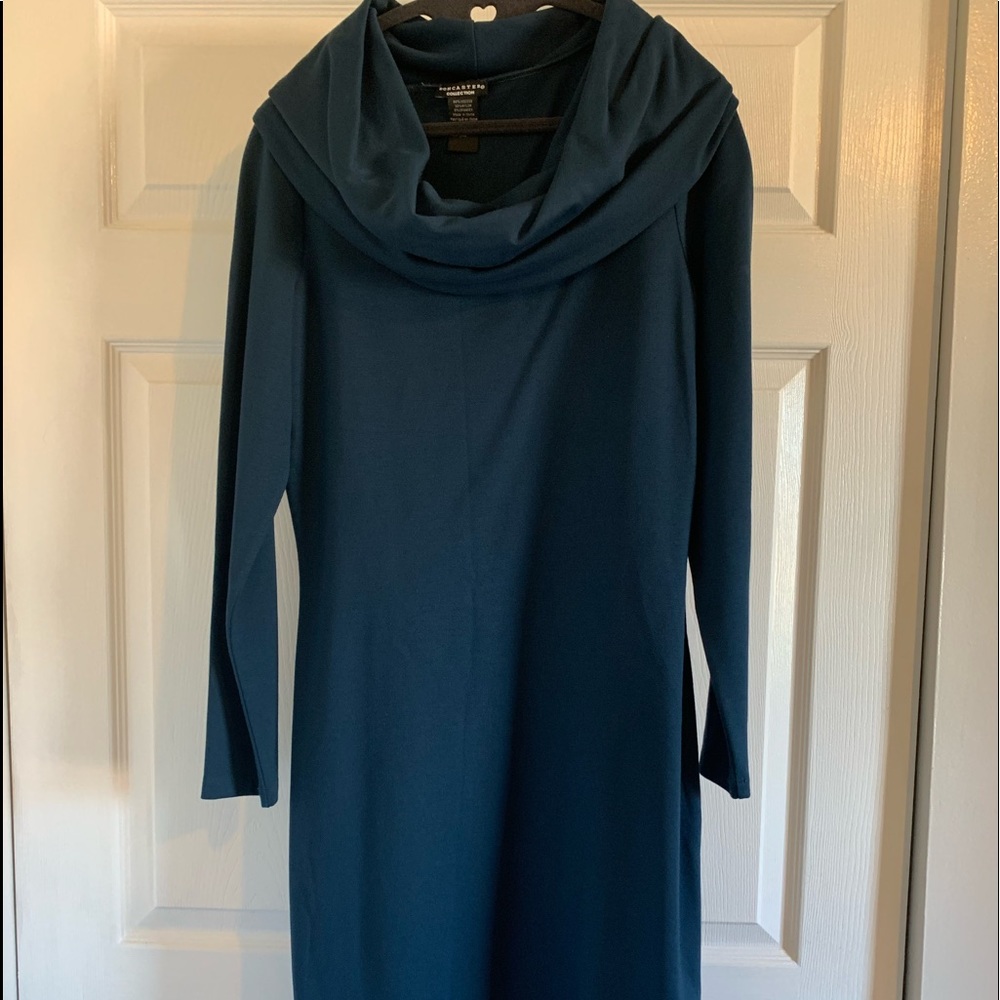 Dark teal, Doncaster Collection midi, cowl neck dress. Size 10/12(tag missing)